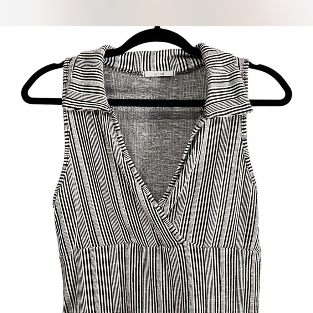 Striped Sleeveless Top - Black and White